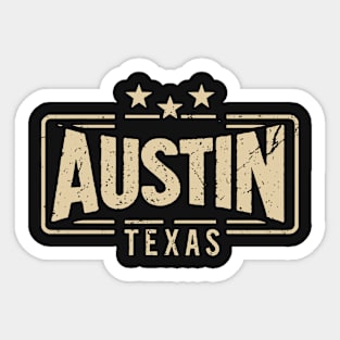 Austin Texas, simple retro black and white Sticker